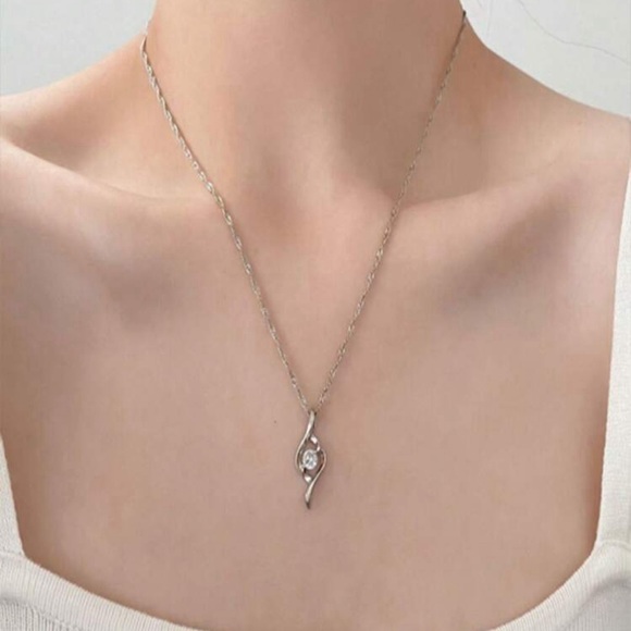 3pcs New Design Cubic Zirconia Decor Heart Shaped Necklace & Earrings Set, - Picture 4 of 7